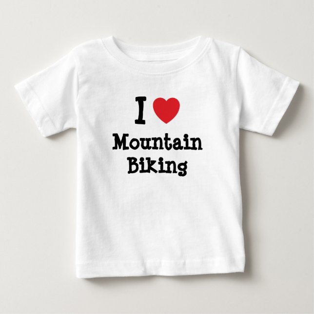 I kärlek Mountain Biking hjärtats anpassningsbar p T Shirt (Framsida)