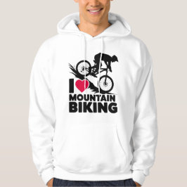 I Kärlek Mountain Biking Silhouette Design Hoodie
