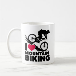 I Kärlek Mountain Biking Silhouette Design Kaffemugg