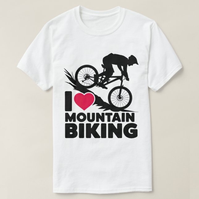 I Kärlek Mountain Biking Silhouette Design T Shirt (Design framsida)