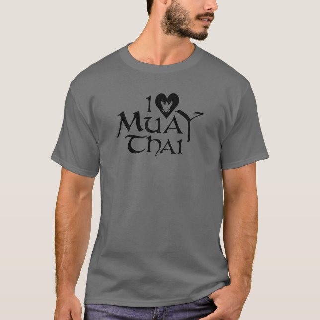I Kärlek Muay Thai Black Heart T Shirt (Framsida)