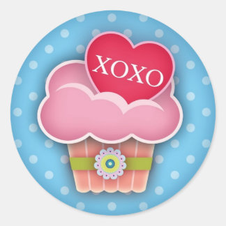 I kärlek Muffins XOXO-fästmärke Runt Klistermärke