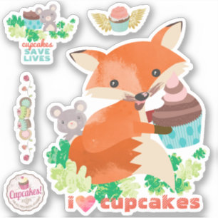 I kärlek muffinss söt musfox från ansikte klistermärken