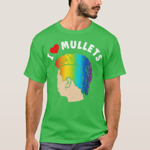 I Kärlek Mullets Funny Mullet Rainbow Pride Hair S T Shirt
