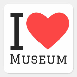 I kärlek museum fyrkantigt klistermärke