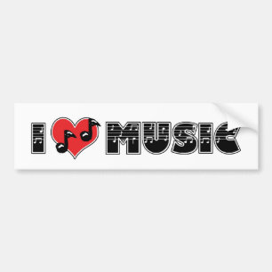 I Kärlek Music Bumper Sticker Bildekal