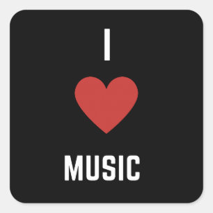 I Kärlek Music Fyrkantigt Klistermärke