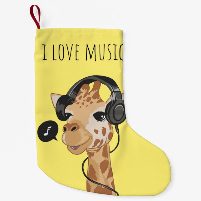 I Kärlek Music Giraffe Liten Julstrumpa (Framsidan)