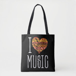 I Kärlek Music Gult Orange Mandala Heart Tygkasse