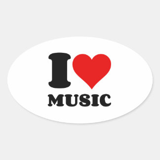 I KÄRLEK MUSIC HEART OVALT KLISTERMÄRKE