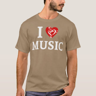 I Kärlek Music Heart retro T Shirt