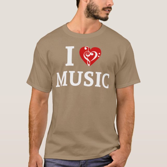 I Kärlek Music Heart retro T Shirt (Framsida)