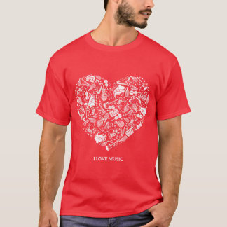 I kärlek Music Musical Instrument Hearacher retro T Shirt