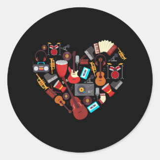 I kärlek Music Musical Instrument Heart Teacher Runt Klistermärke