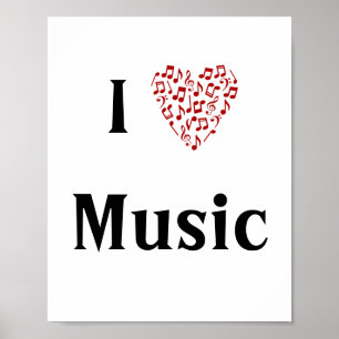 I Kärlek Music Red Heart of Musik noter Poster