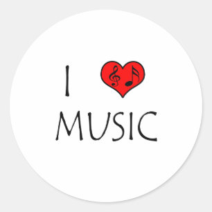 I Kärlek Music Runt Klistermärke