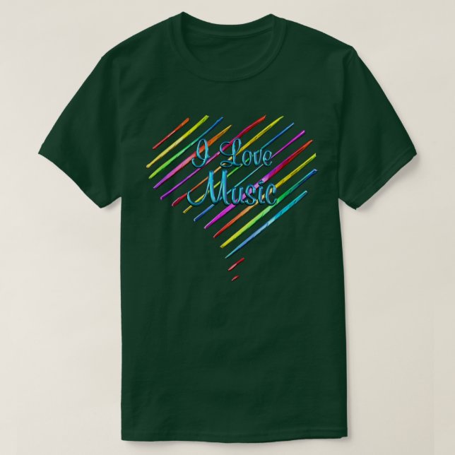 I Kärlek Music Stripe Heart T Shirt (Design framsida)