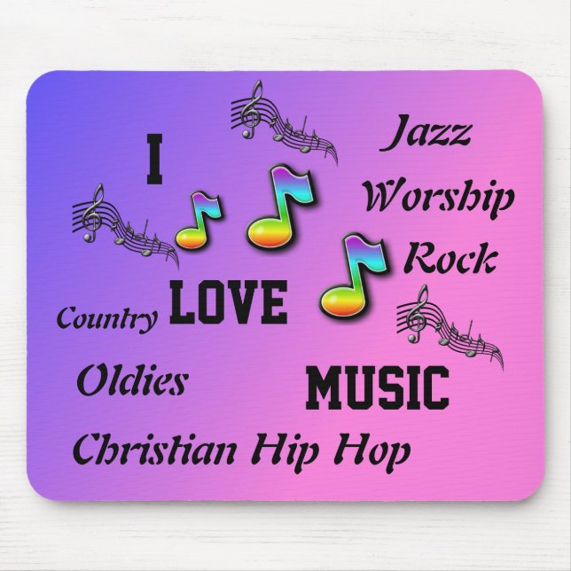 I KÄRLEK MUSIK MOUSEPAD MUSMATTA (Framsidan)