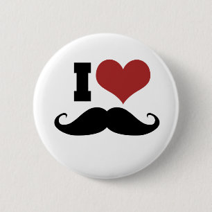 I Kärlek Mustache Knapp