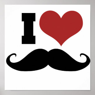 I Kärlek Mustache Poster