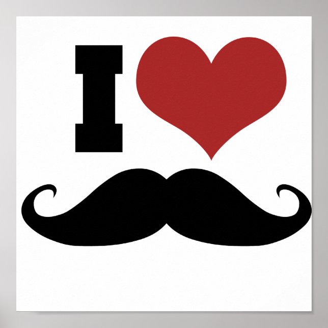 I Kärlek Mustache Poster (Framsidan)