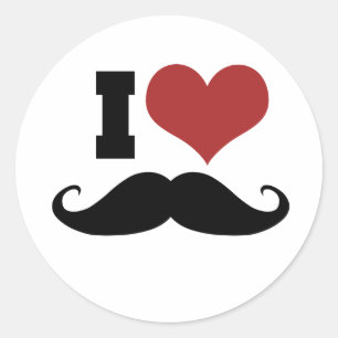 I Kärlek Mustache Runt Klistermärke