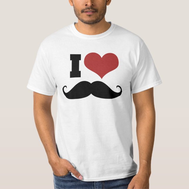 I Kärlek Mustache Tee (Framsida)