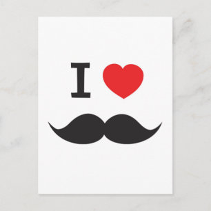 I Kärlek Mustache Vykort