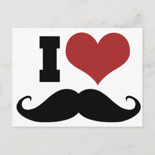 I Kärlek Mustache Vykort