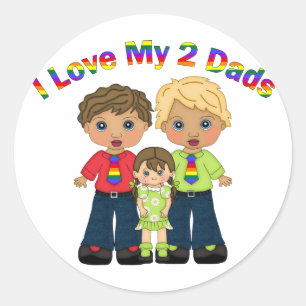 I Kärlek My 2 Pappor Gay Fars dag Tees and Gifts Runt Klistermärke