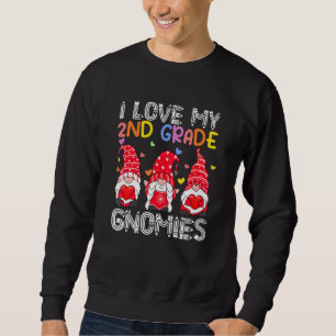 I Kärlek My 2nd Klass Lacher Valentiness Gnome Hol Lång Ärmad Tröja