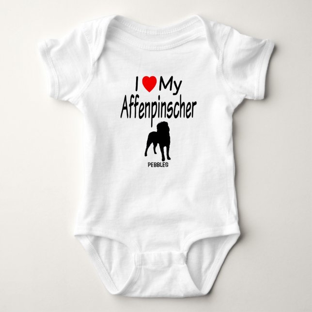I Kärlek My Affenpinscher Hund Silhouette T Shirt (Framsida)