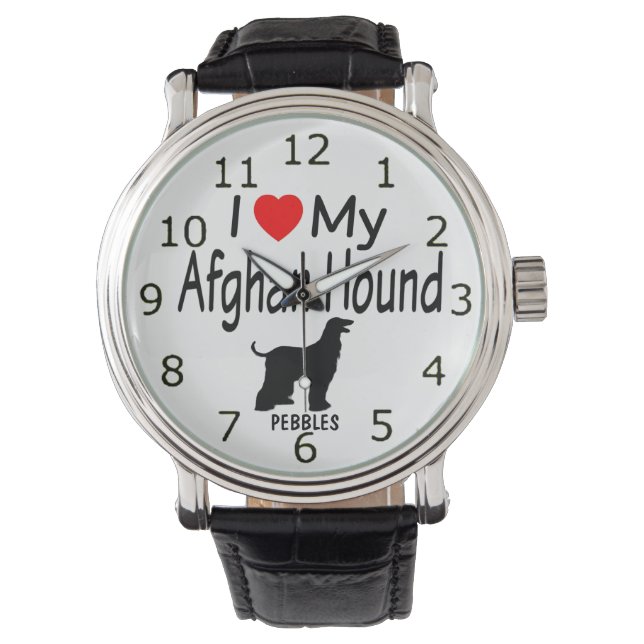 I Kärlek My Afghan Hound Hund Watch Armbandsur (Framsida)