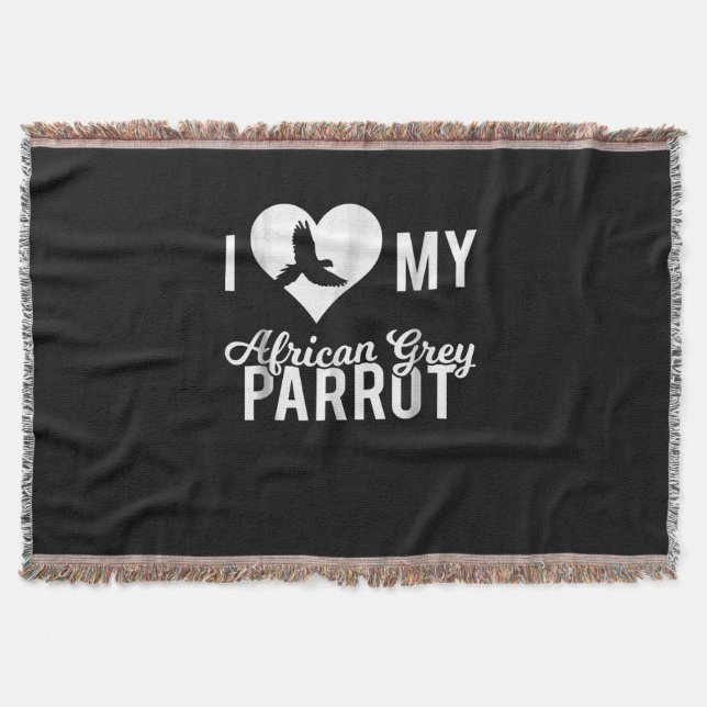 I Kärlek My African Grått Parrot T Filt (Framsidan)