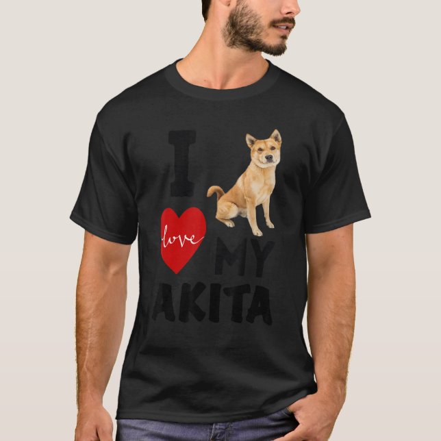 I KÄRLEK MY AKITA Hund Animal Djurälskare Kid Papp T Shirt (Framsida)
