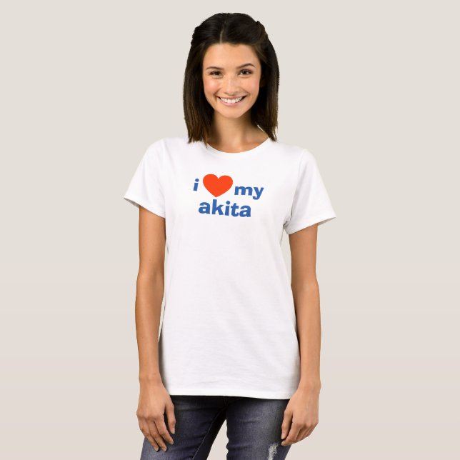 I Kärlek My Akita T Shirt (Hel framsida)