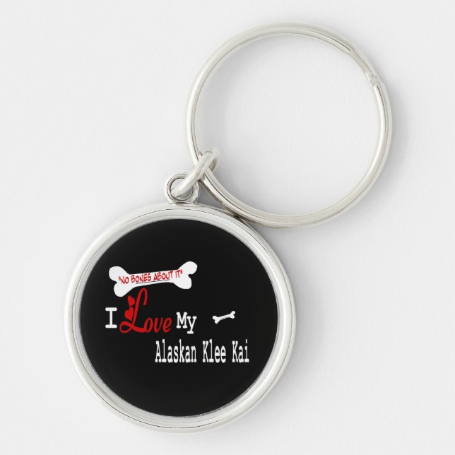 I Kärlek My Alaska Klee Kai Rund Silverfärgad Nyckelring (Framsidan)
