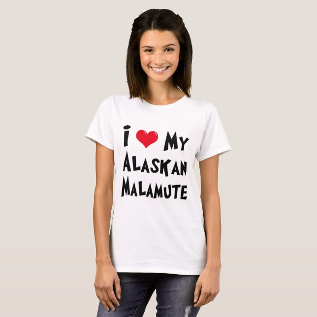 I Kärlek My Alaska Malamute T-shirt (Hel framsida)