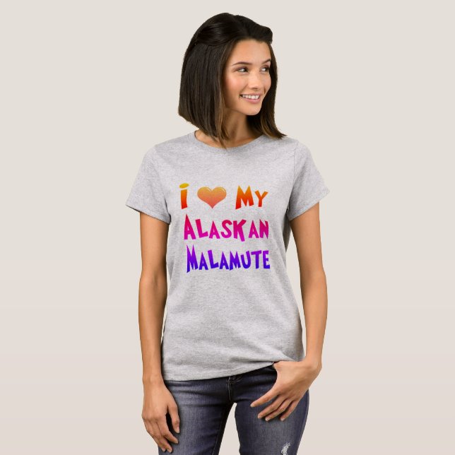 I Kärlek My Alaska Malamute T Shirt (Hel framsida)