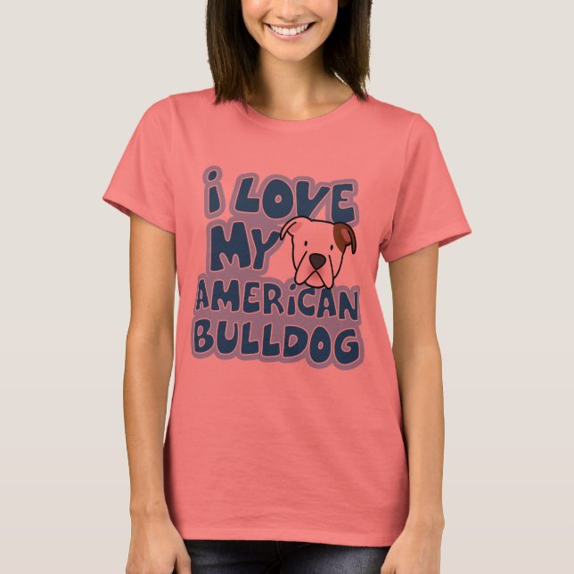 I Kärlek My American Bulldog Dam Ringer T-Shirt (Framsida)