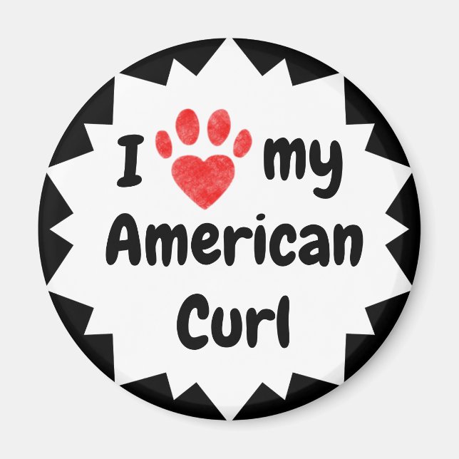 I Kärlek My American Curl Cat Magnet (Framsidan)