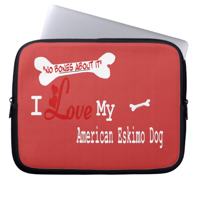 I Kärlek My American Eskimo Hund Laptop Sleeve (Framsidan)