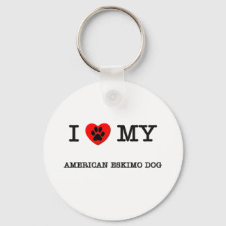I KÄRLEK MY AMERICAN ESKIMO HUND NYCKELRING