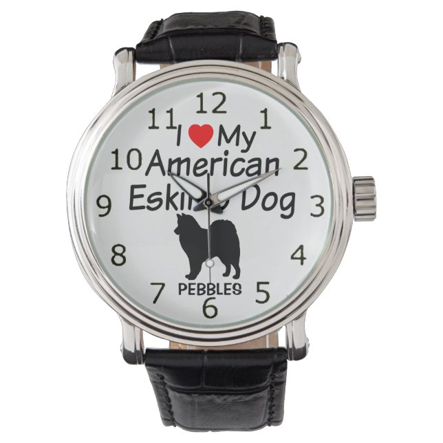 I Kärlek My American Eskimo Hund Watch Armbandsur (Framsida)