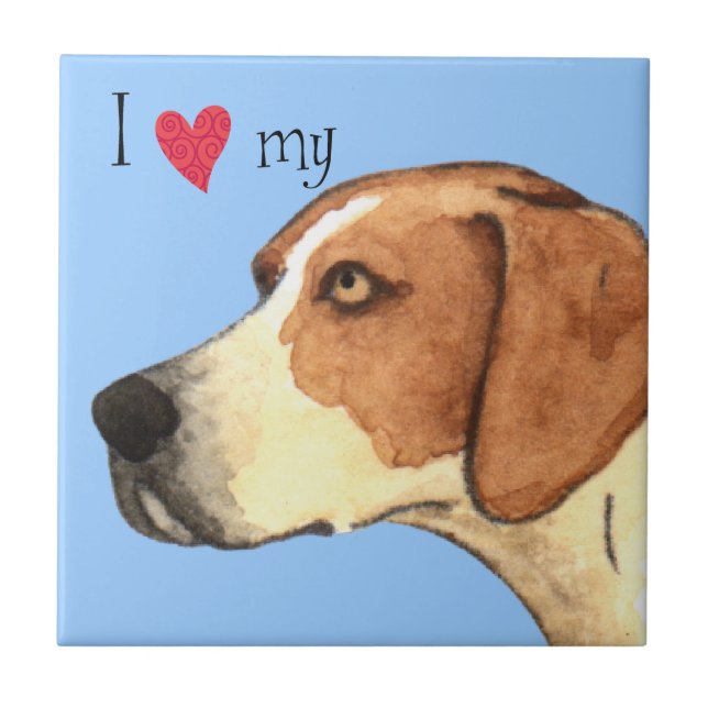 I Kärlek my American Foxhound Kakelplatta (Framsidan)