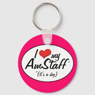 I Kärlek My Amstaff (det är en Hund) Nyckelring
