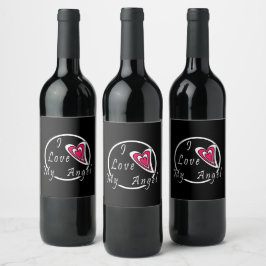 I kärlek my Angel Vinflaska Etikett