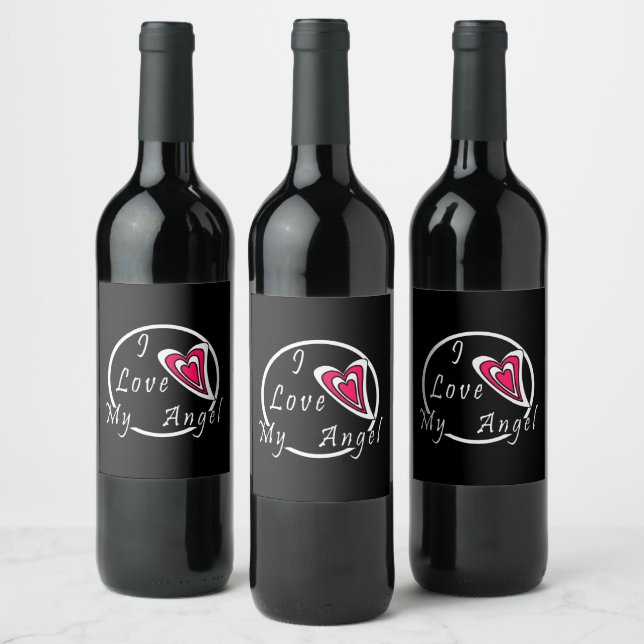 I kärlek my Angel Vinflaska Etikett (Flaskor)