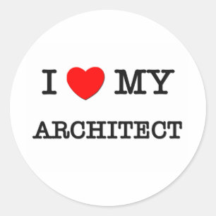 I Kärlek My ARCHITECT Runt Klistermärke