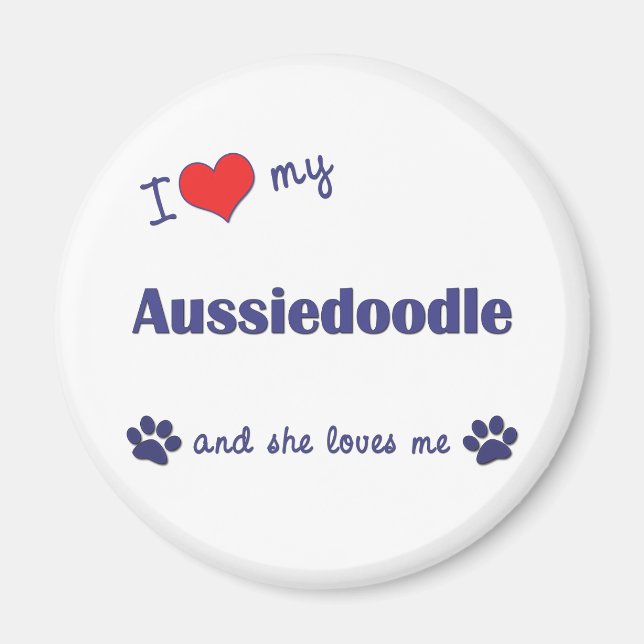 I Kärlek My Aussiedoodle (Hund) Magnet (Framsidan)